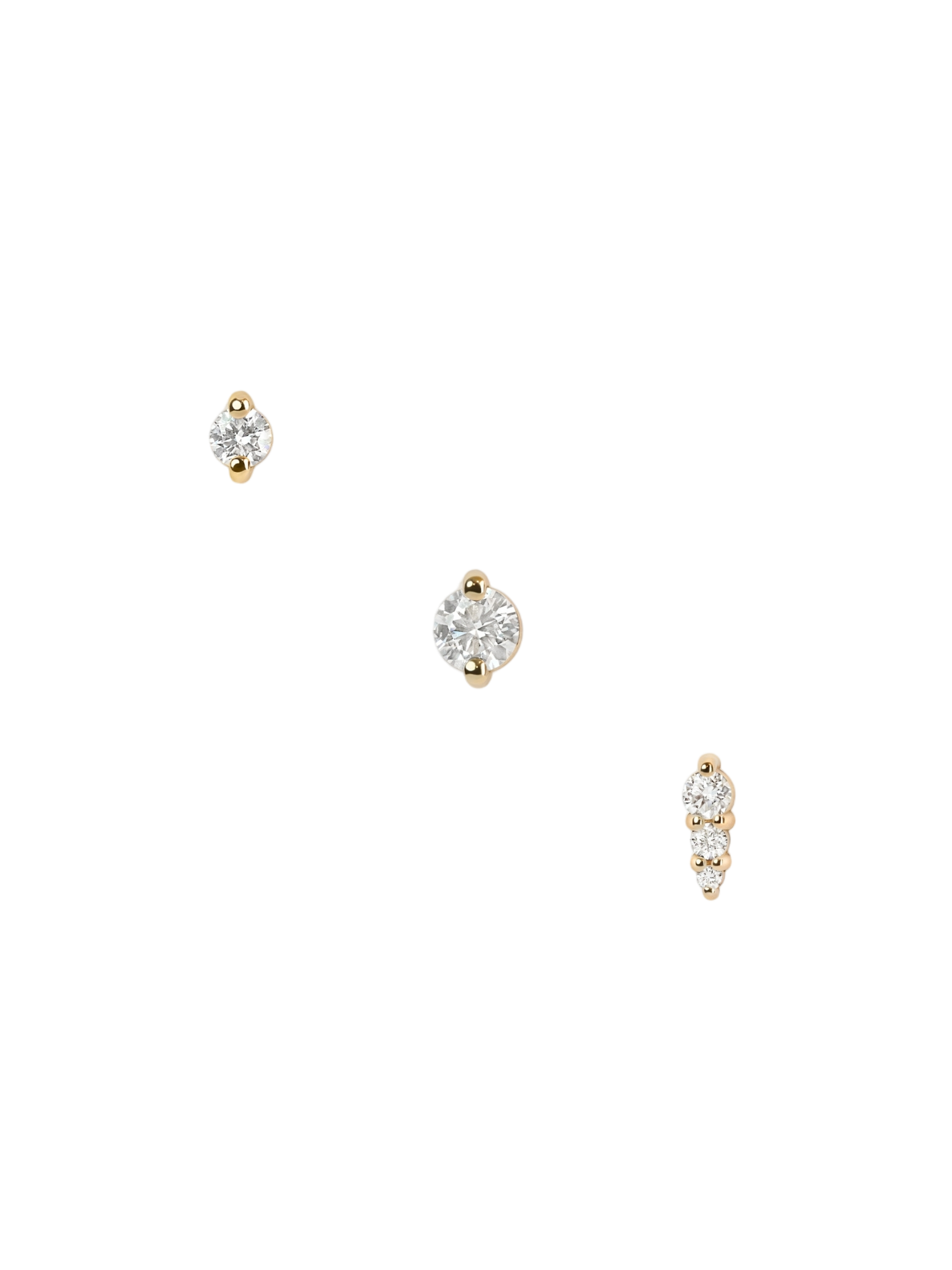 Diamond trio flat back earring set